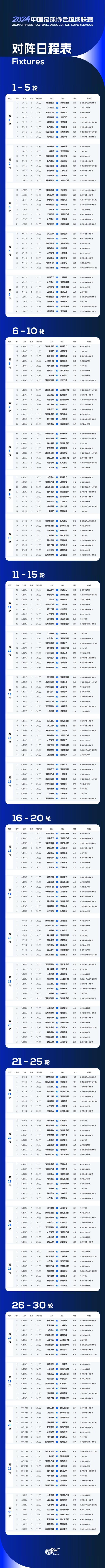Yabo Sports-2024中超联赛赛程公布 3月1日西海岸VS河南揭幕战